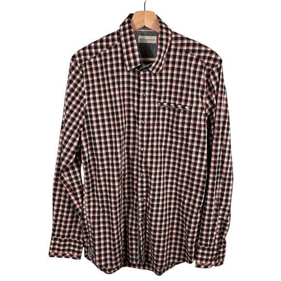 7 Diamonds Men's Sz Medium Pearl Snap Button Up Plaid Cotton Casual Long Sleeve - Picture 1 of 12